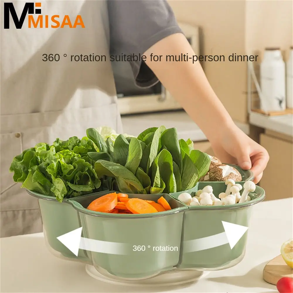 

Hot Pot Serving Plate Save Time Take It Separately Rotating Design Drain From The Bottom Partitioned Storage Drain Basket Solid