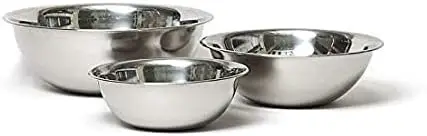 

Mixing Bowl Set (1-1/2, 3 & 5-Quart, Stainless Steel) Steel bowl Bowls for food Small bowls Salad bowl lunch box Wooden bowls Va