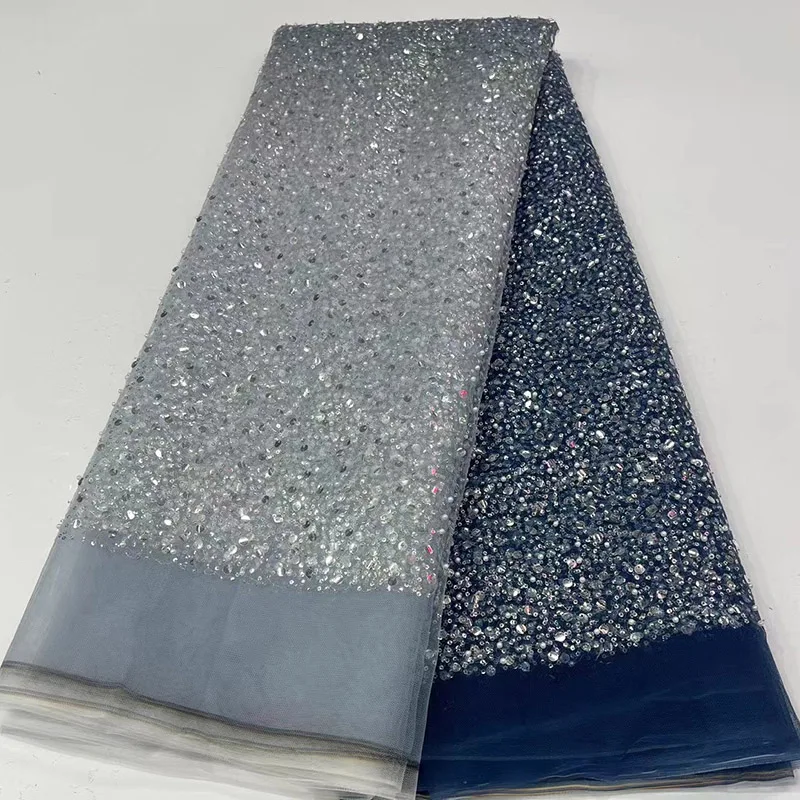 

Nigerian Lace Fabrics For Wedding Dress African Lace Fabric 2022 High Quality French Mesh Tulle Lace Fabric With Shiny Sequins