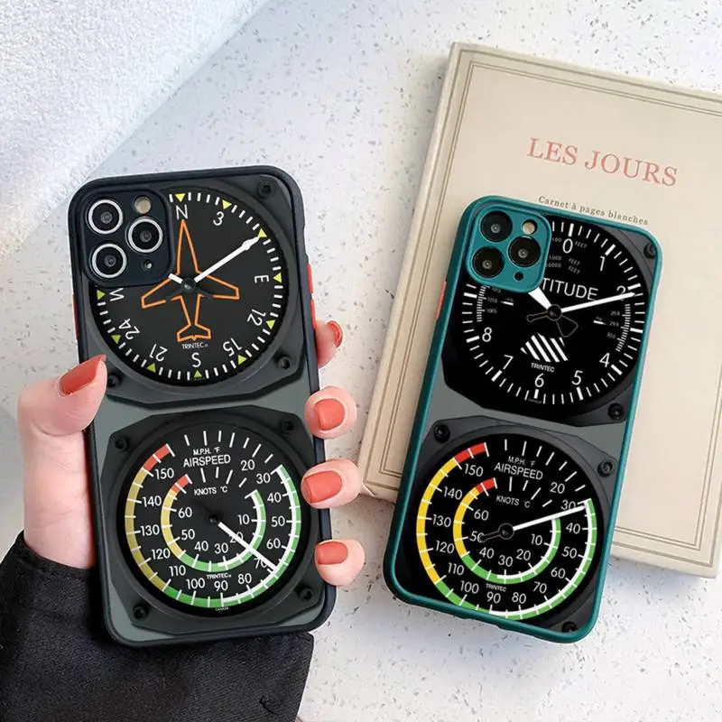 Aviation Aeroplane Helicopter Cockpit Instrument Phone Case for iPhone 14 11 12 13 Mini Pro Max 8 7 Plus X XR XS MAX Translucent