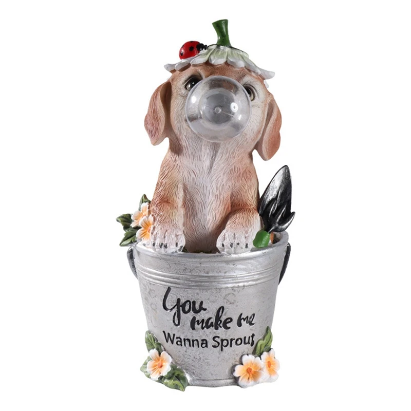 

Садовая статуя щенка, статуя щенка из пузырьков с солнечной светодиодной подсветкой, уличная и комнатная Милая статуя животного, украшение ...