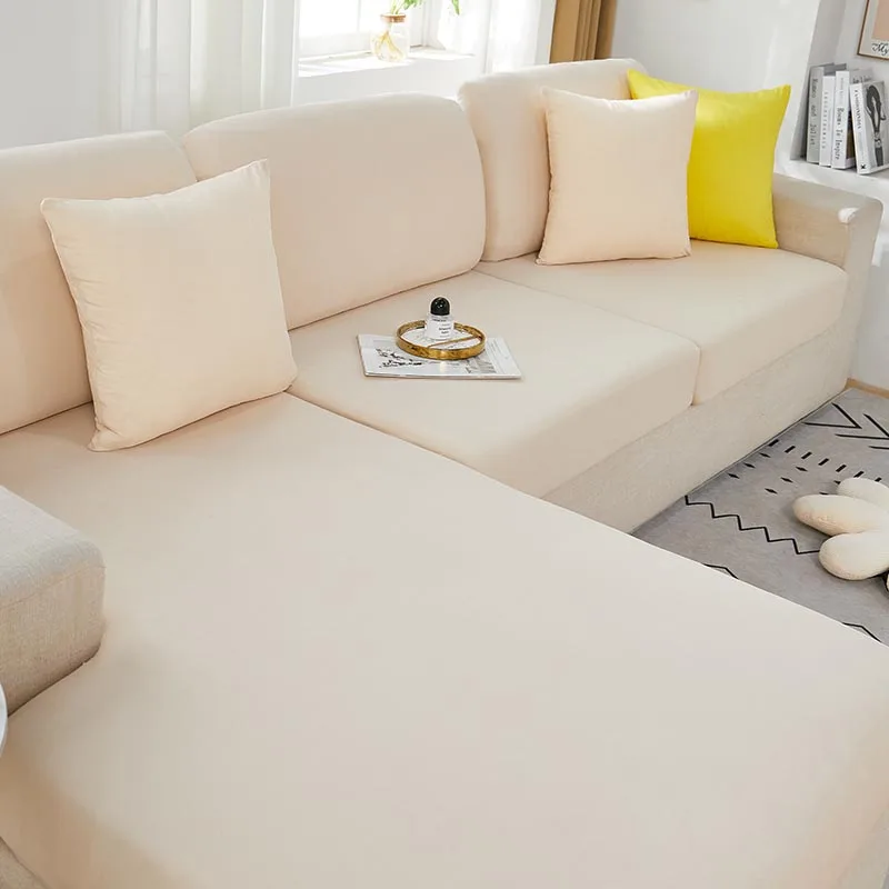 

Beige Colour Cool Elastic Sofa Cover Cushions Armchair Corner Sofa Cushions Seats Funiture Protector Slipcover Couch Polyester