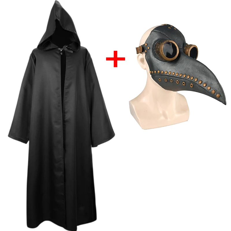 

Halloween Costume for Kids Adult Plague Doctor Reaper Kids Cosplay Black Death Costume Plague Doctor Mask Steam Punk Mask
