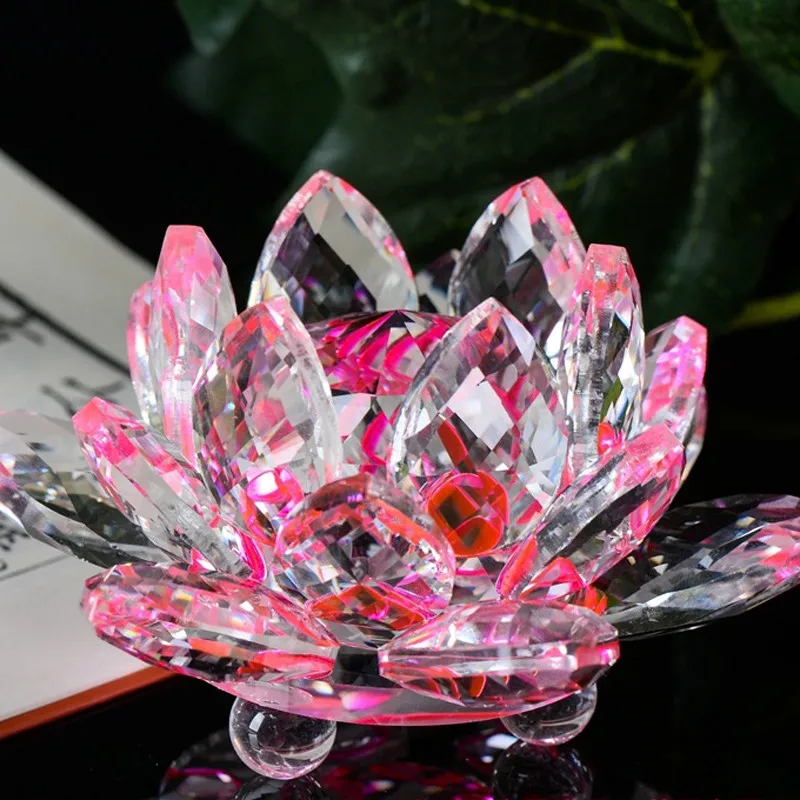 

60mm Quartz Crystal Lotus Flower Crafts Glass Paperweight Fengshui Ornaments Figurines Home Wedding Party Decor Gifts Souvenir