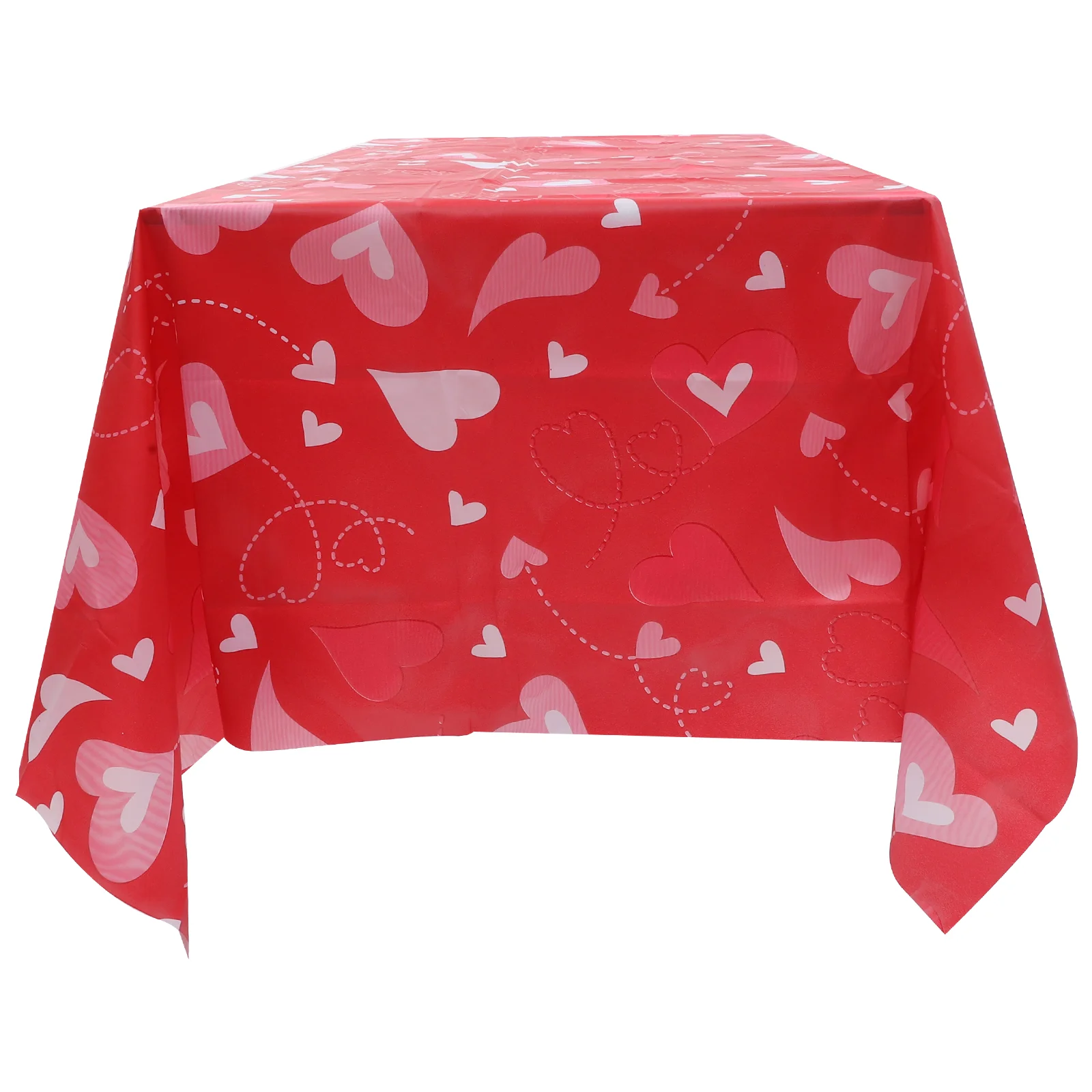 

2pcs PE Valentine' Day Decorative Romantic Wedding Dinner Table Cover Heart Pattern Tablecloth Party Table Decor