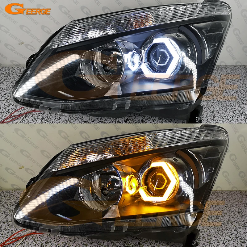 

For Isuzu D-Max DMax II 2012 - 2016 Ultra Bright Switchback Turn Signal Cotton White Amber Hex LED Angel Eyes Halo Rings Light