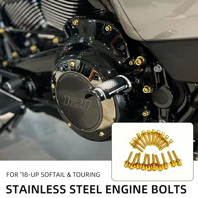 Фото Комплект болтов двигателя из нержавеющей стали для мотоцикла 2018-up Harley Touring Road/Street Glide Road King Softail Low Rider S/ST FXFB №1