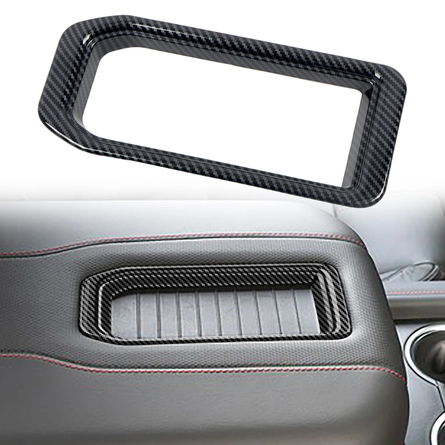 

Car Accessories For Chevrolet Suburban 2021 2022 2023 ABS Carbon Fiber Central Console Armrest Box Cover 1pcs