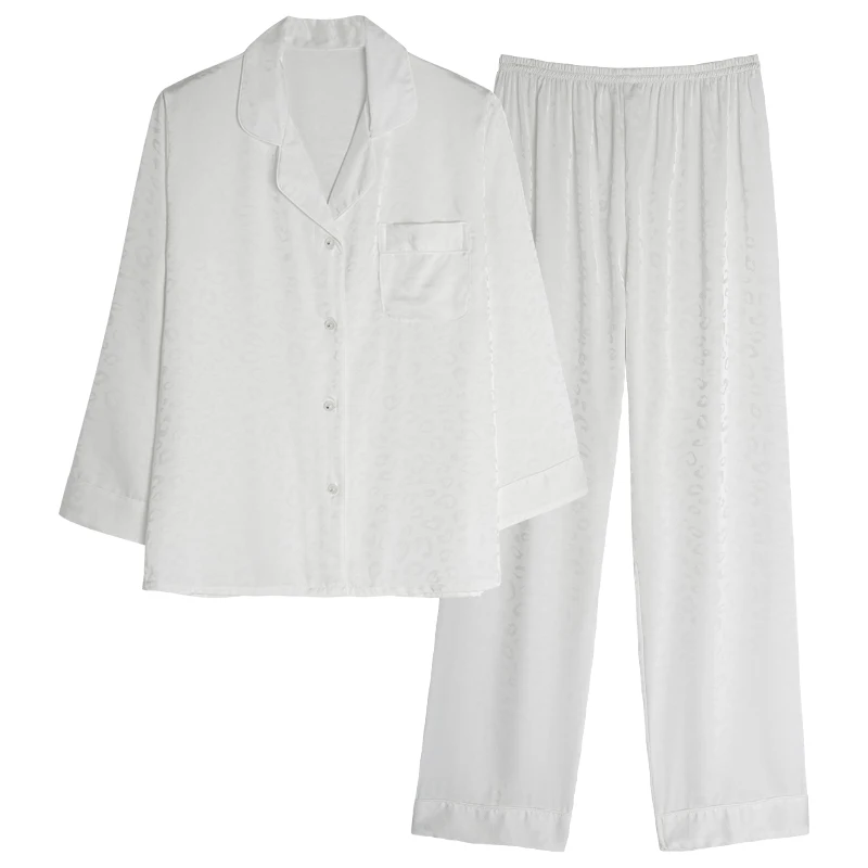 2022 spring and summer long sleeve trousers silk cardigan pajamas men's air conditioning room ice silk home clothing cool suit