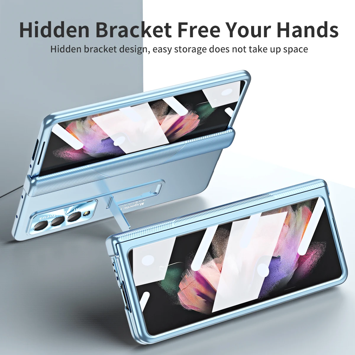 

Zfold4 Tempered Glass Film Full Body Case for Samsung Galaxy Z Fold4 Fold 4 5G Fold3 Fold 3 Non-Slip Fashion Stand Cover