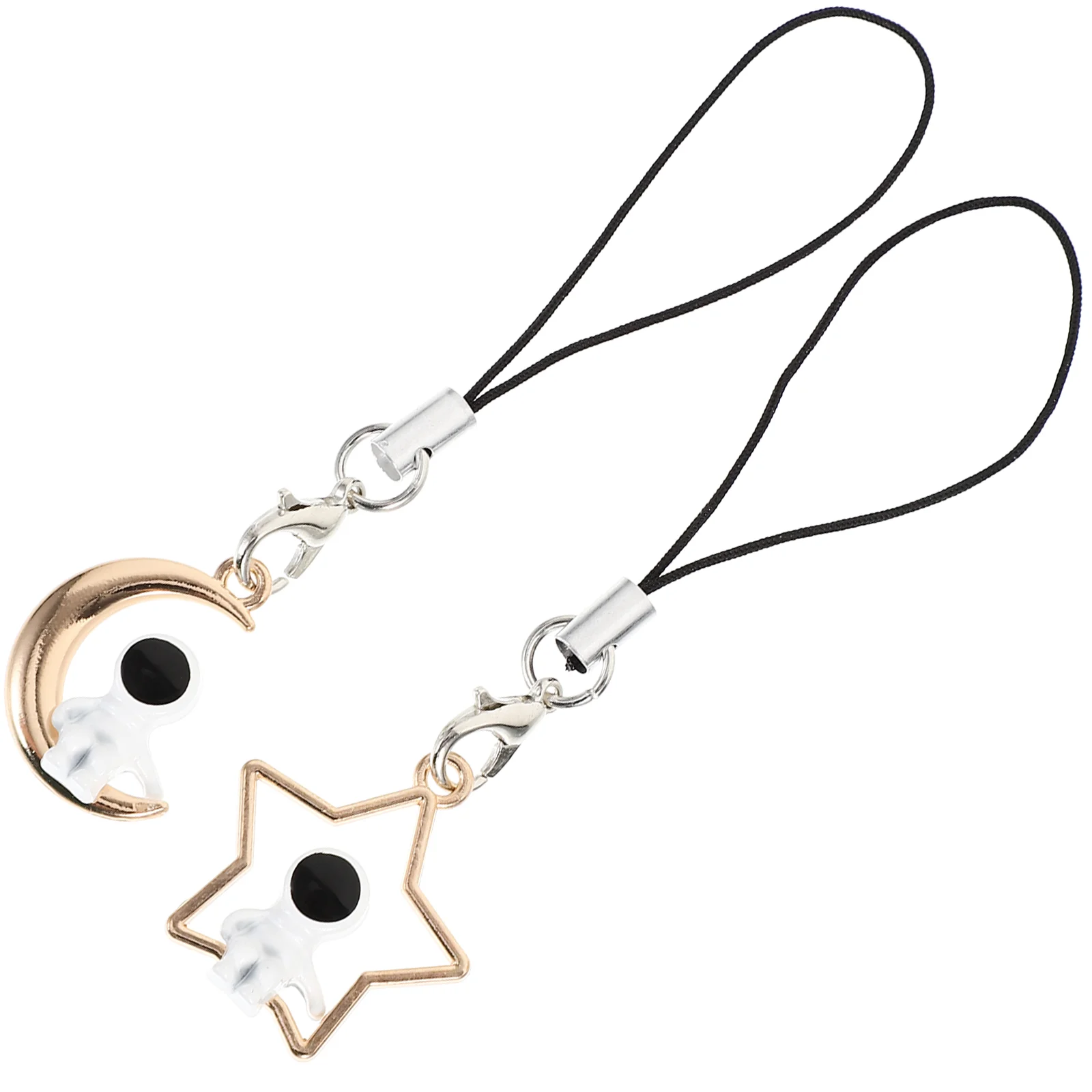 

2 Pcs Backpack Moon Phone Pendant Wristlet Keychain Keys Hanging Decoration Alloy Strap