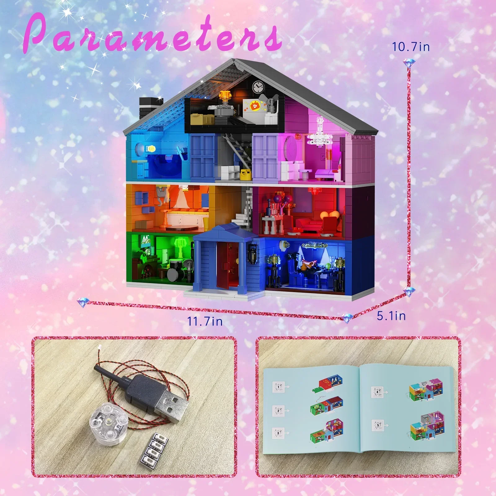 Конструктор розовый дворец MOC Lovers House