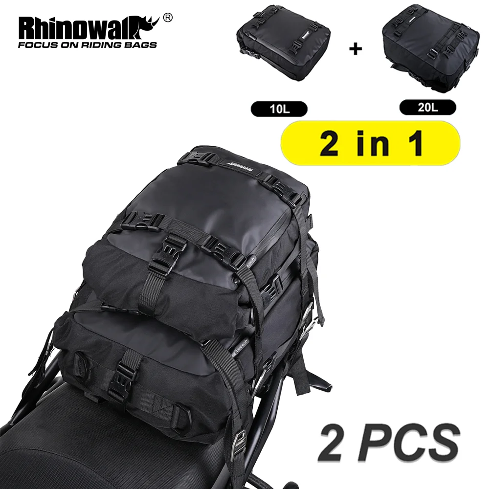 Сумка на заднее сиденье мотоцикла Rhinowalk 2 шт., набор 10 л + 20 л, седло мотоцикла, рюкзак Pannier, багаж с водонепроницаемой внутренней сумкой