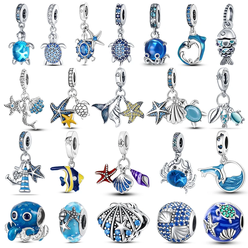 

Real Fashion 925 Sterling Silver Ocean Series Crab Turtle Mermaid Charms Beads Fit Original Pandora Bracelet Bangle Jewelry Gift