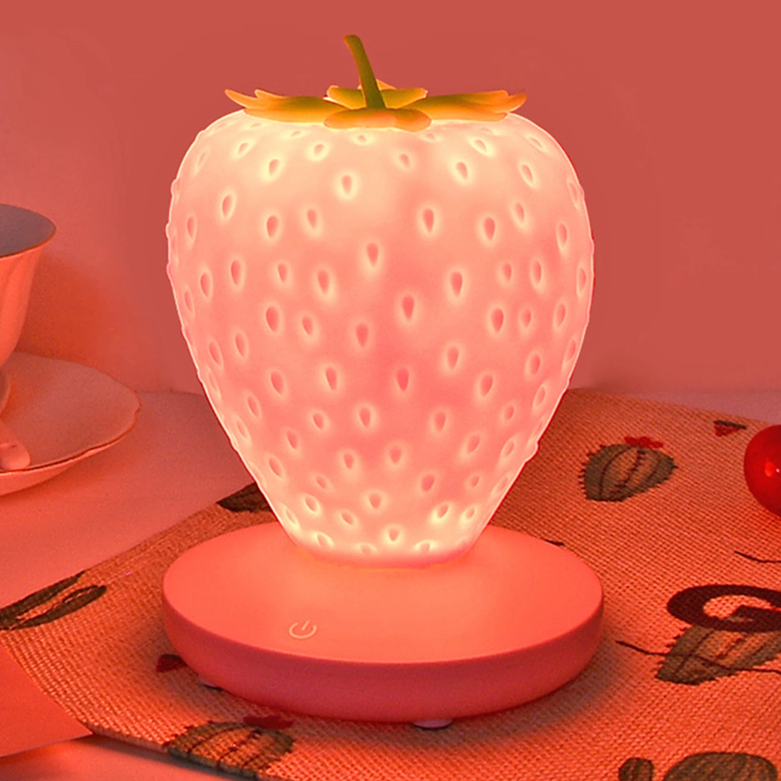 

home strawberry night light USB charging bed decoration atmosphere lamp new strange LED silicone eye table lamp