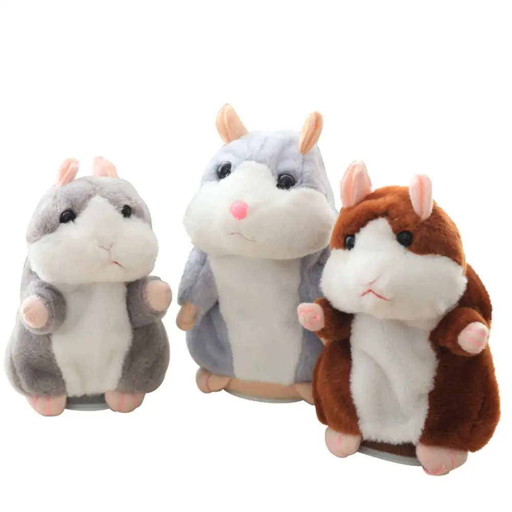 Lovely Talking Plush Hamster Toy Change Voice Record Sounds Nod Head Walk Early Education for Baby Different Size for Choice