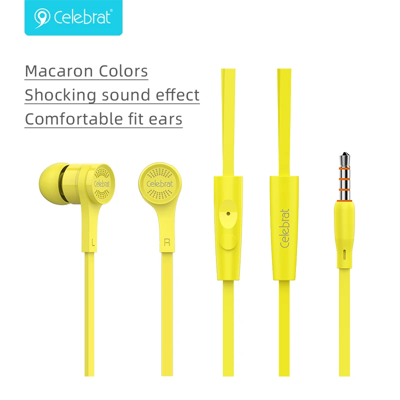 

Celebrat SKY-1 Earphones with Microphone Wired Earbuds in Ear Deep Bass 3.5mm Jack for Oppo a12