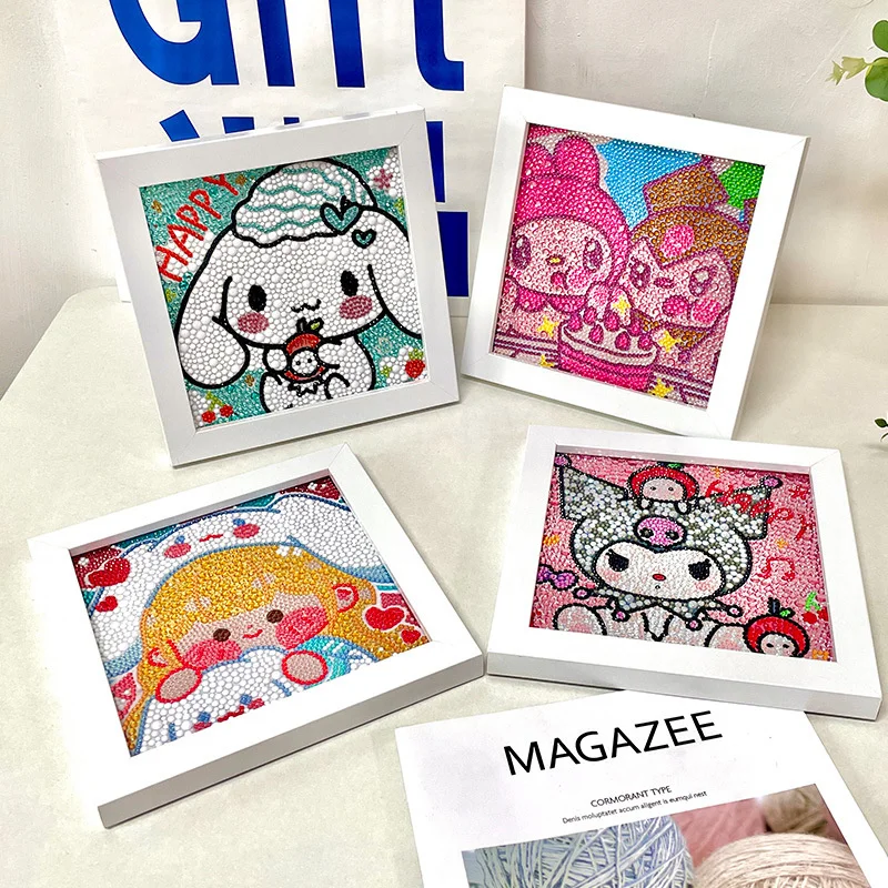 

Cartoon Anime Diamond Painting With Frame Kawaii Cinnamorolled Melodyed Kuromied Sanrioed Diamond Painting Wall Painting