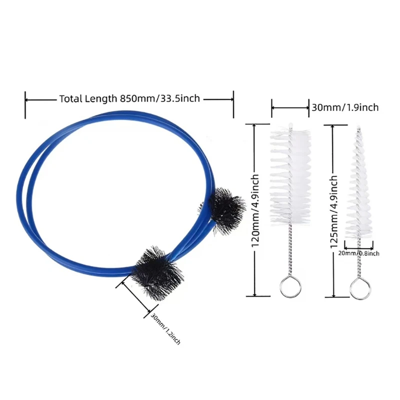 Наборы для чистки труб Yunyun Инструмент кистей Гибкий мундштук клапаны и щетка в