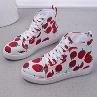 flat shoes womens casual strawberry white womens shoes canvas flat sneakers 2022 retro light color