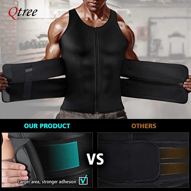 Men Body Shaper Vest Waist Trainer Double Belt Sweat Compression Shirt Corset Top Belly Slimming Shapewear Fat Burn Fitness Tops