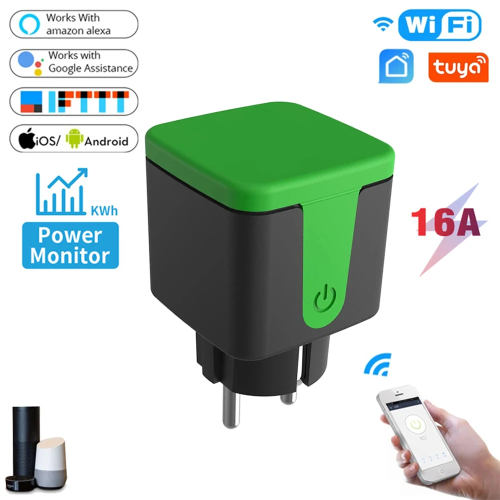 

Waterproof Smart Plug 16A Power Monitor Electrical Socket Remote Timing Function WiFi Smart Outlet Work For Tuya SmartLife Alexa