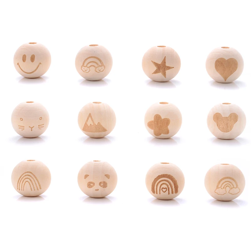 

10 шт., деревянные бусины для прорезывателя, 20 мм