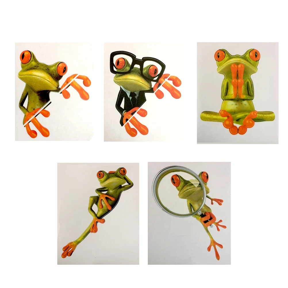

1 Набор, 5 шт., автомобильные наклейки с трехмерными лягушками (разные цвета)