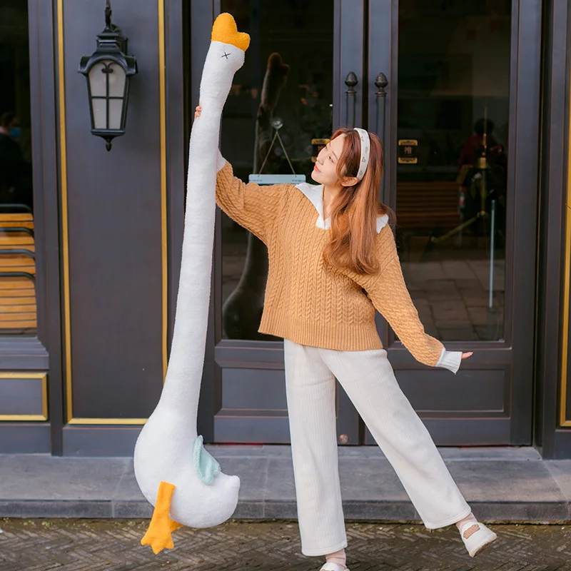 

140/180cm Giant Size Cute White Goose Toys for Girls Baby Birthday Gift Plush Duck Neck Pillow Stuffed Soft Animal Cushion