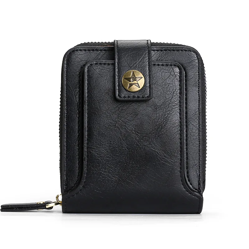 

Fashion Men Wallets Solid Two-fold Short Wallet Card Holder Magnetic Buckle Soft PU Leather Purse Hasp Thin Busniess Money Clips