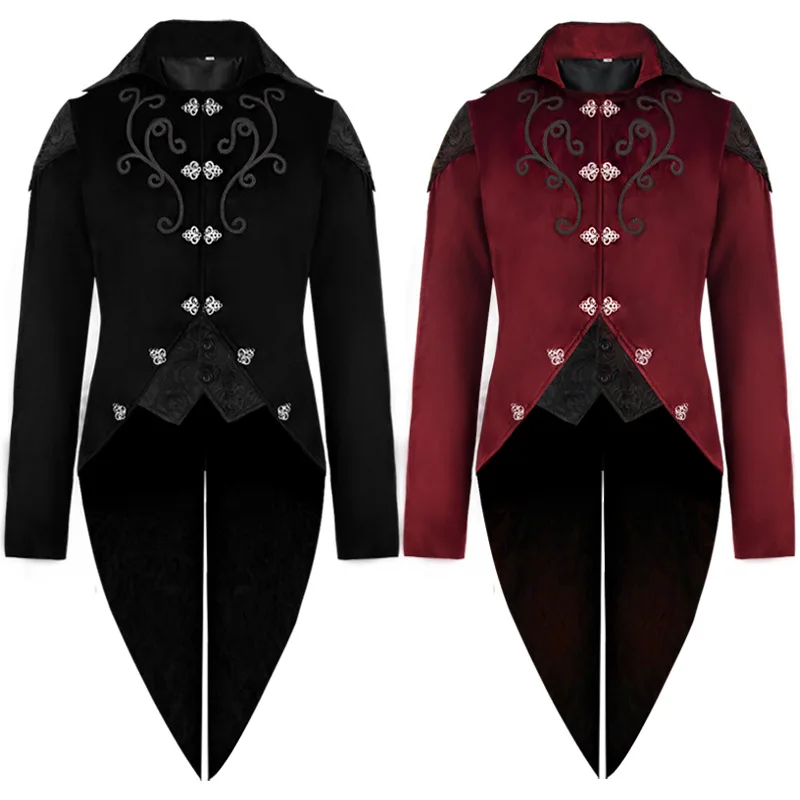 

Mens Medieval Steampunk Tuxedo Gothic Vintage Renaissance Jackets Victorian Halloween Cosplay Costume Carnival Party Gown Coats