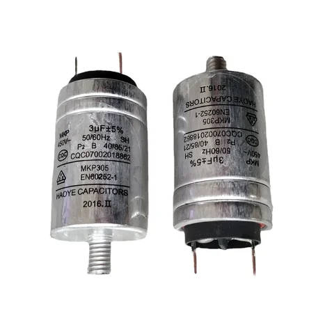 2 шт., конденсатор 3 мкФ для посудомоечной машины в алюминиевом корпусе с 2 контактами 450 в переменного тока