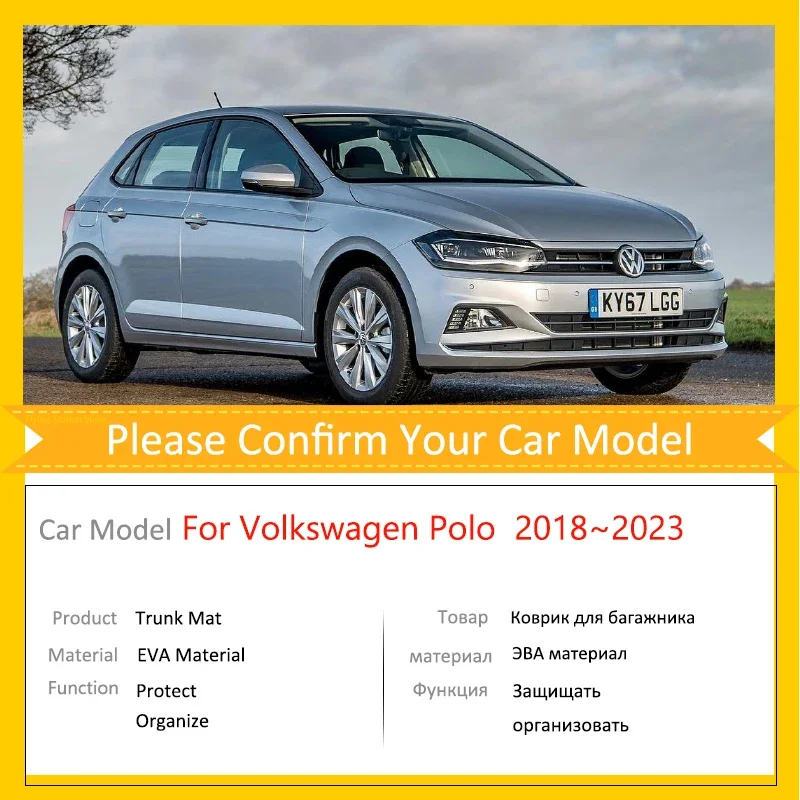 Коврик для багажника автомобиля Volkswagen VW Polo MK6 2018 2019 2020 2021 2022 AW BZ хэтчбека задняя