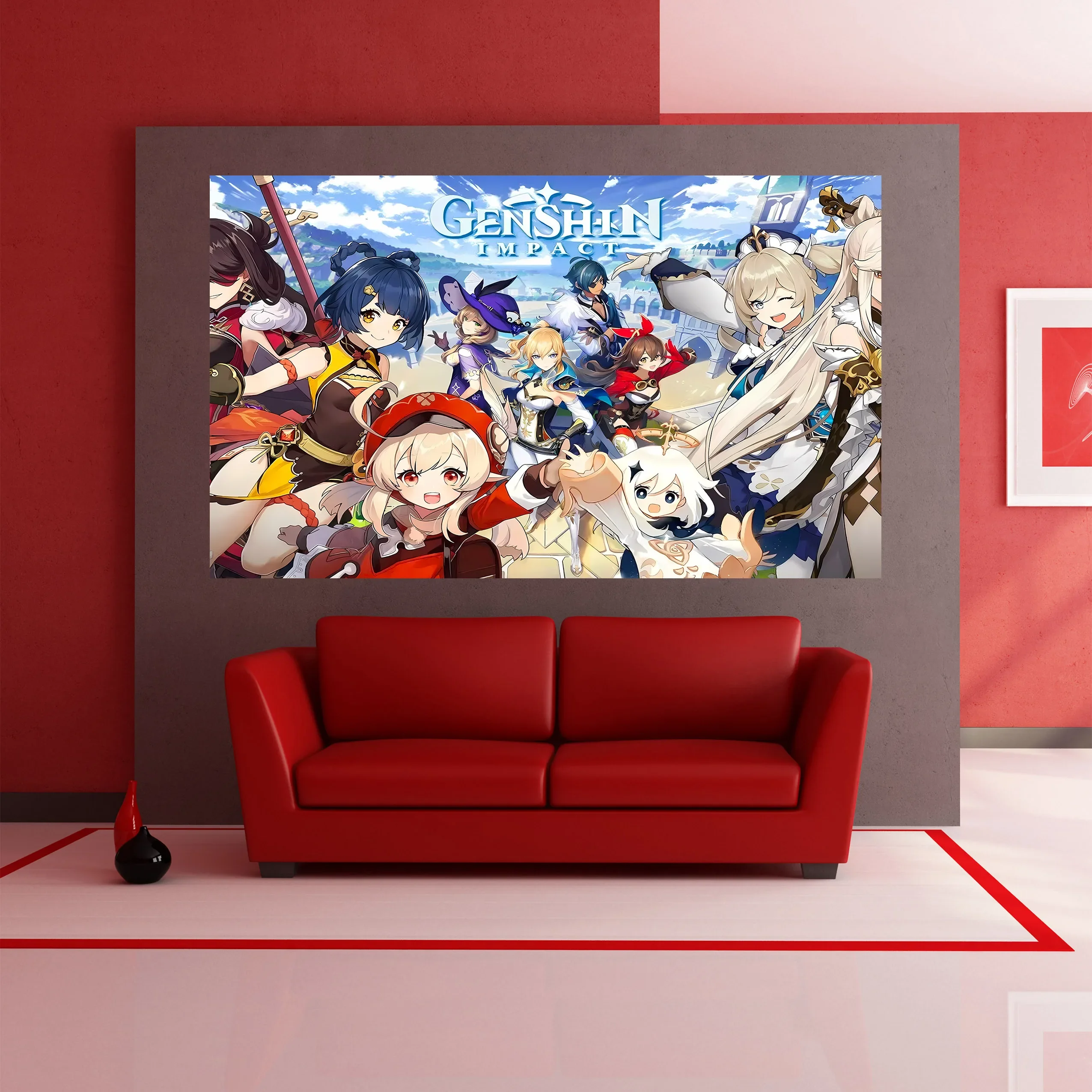 Genshin Impact аниме Девочка милая Вишневое дерево с красивым видом украшение гобелен