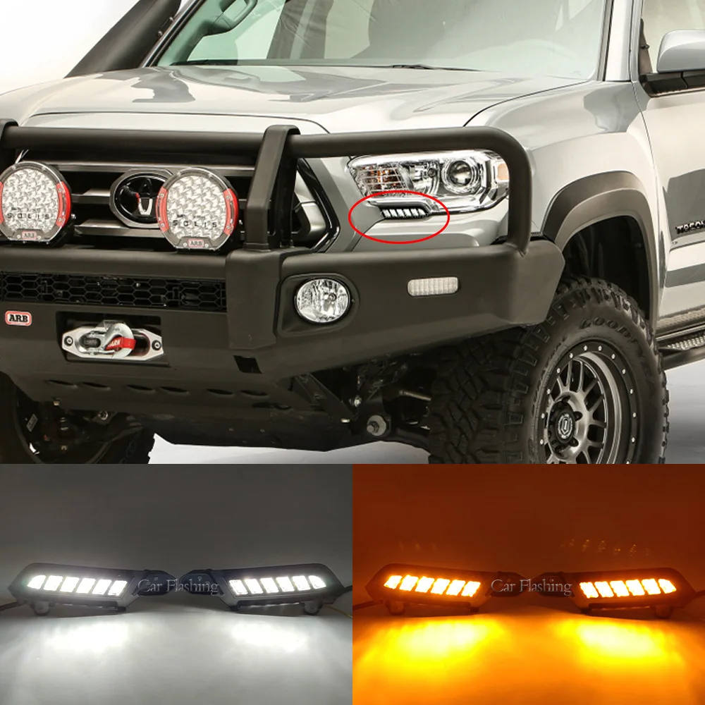 For Toyota models 16-20 Tacoma daytime running lights flowing turn signals headlights teary eyed fog