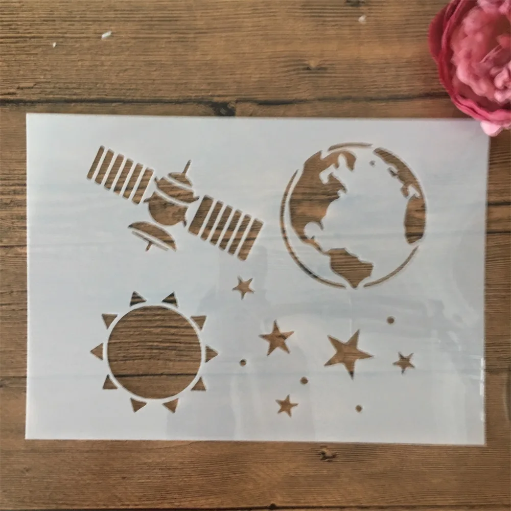 

Трафареты A4 29 см Earth Sun Satellite DIY для раскрашивания стен, скрапбукинга, раскрашивания, тиснения, альбома, декоративные Шаблоны