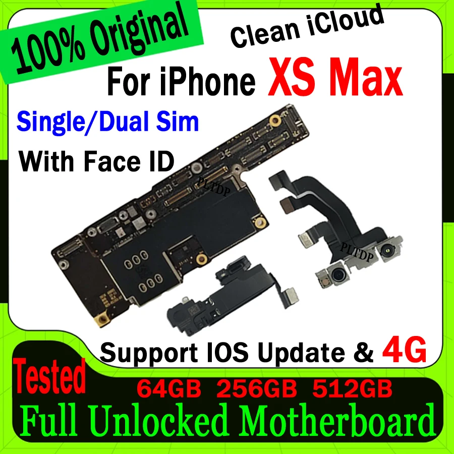 

Original Unlocked 64g/256g/512g Motherboard For IPhone XS MAX Mainboard Clean Icloud 100% Tested Logic Board With/No Face ID