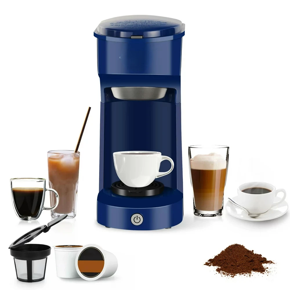 

Upgrade Single Serve Brew Coffee Maker Machine 6 to 14 oz Reservoir, Auto Shut-Off, Compatible with K Cup Pod & Ground Coffee, B