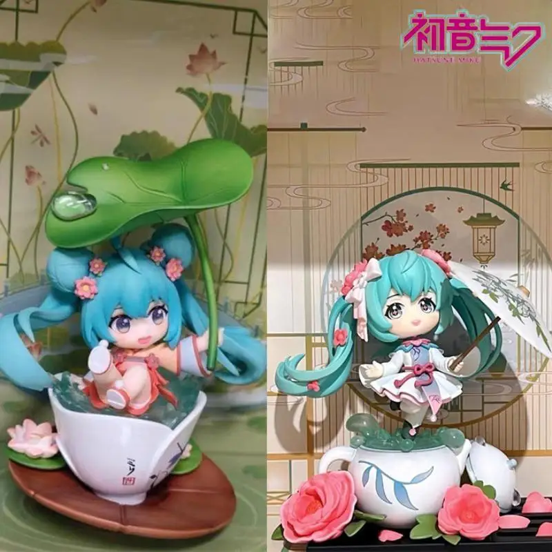 

In Stock Original Qingcang Vocaloid Hatsune Miku Figure Lotus Pond Qversion 15cm Anime Figurine Model Toys For Kids Gift