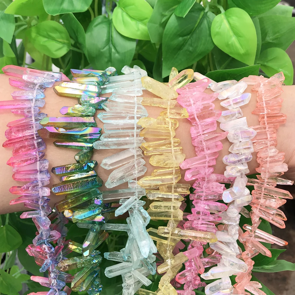 

Natural Quartz Crystal Stick Beads Gradient Color Raw Gems Loose Point Beads for Jewelry Making DIY Necklace 10pcs/20pcs/30pcs