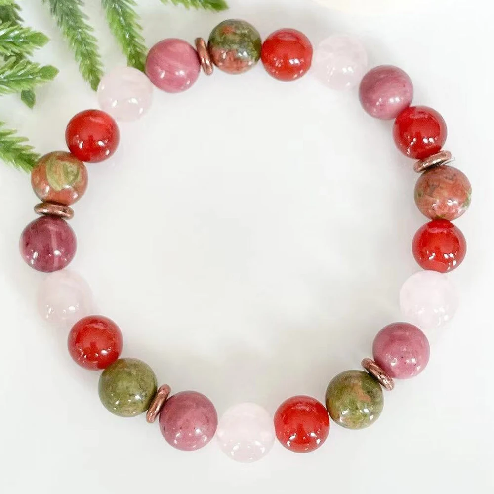 MG1917 8 мм Unakite Jasper AAA класс родонит сердолик Мадагаскар браслет из розового кварца
