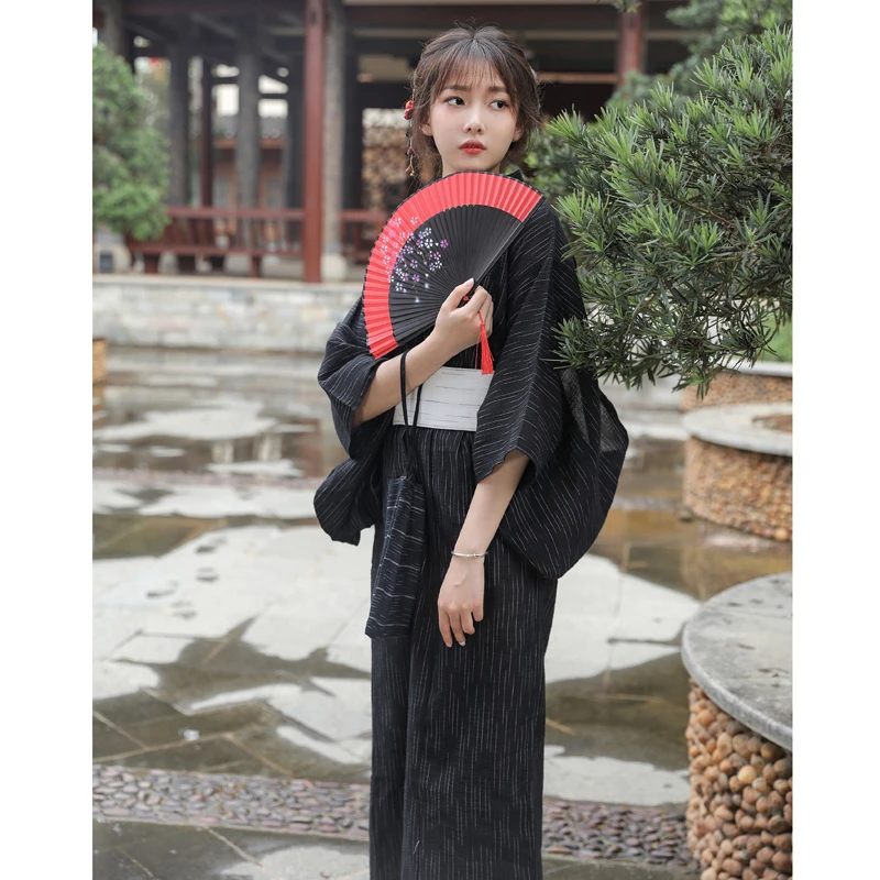 4 pezzi Kimono tradizionale giapponese Haori donna cotone nero Yukata Robe pigiama Sauna abiti camicia Cosplay camicetta estate nuovo 2022