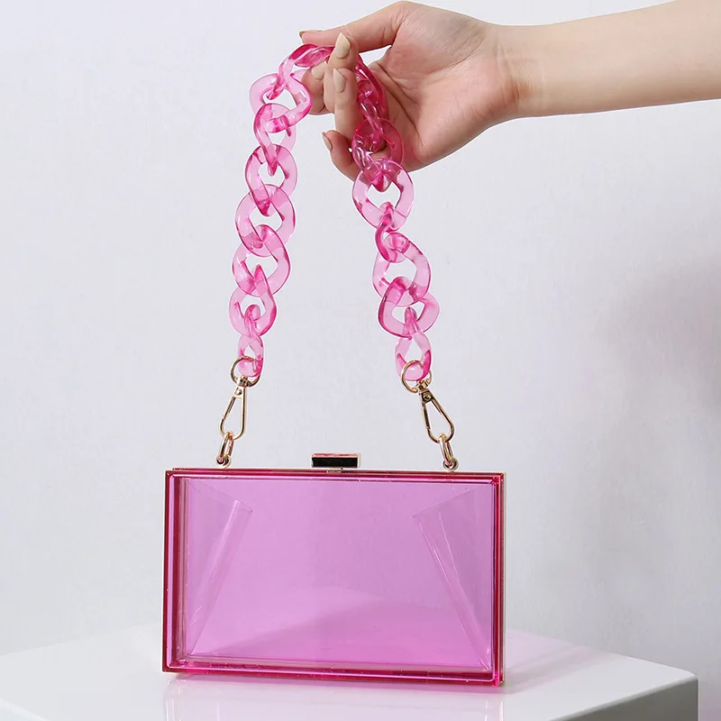 

NEW Purple Handbags Clear Acrylic Clutch Bag for Women Jelly Purses and Handbags Small Transparent Luxury Designer Crossbody Bag