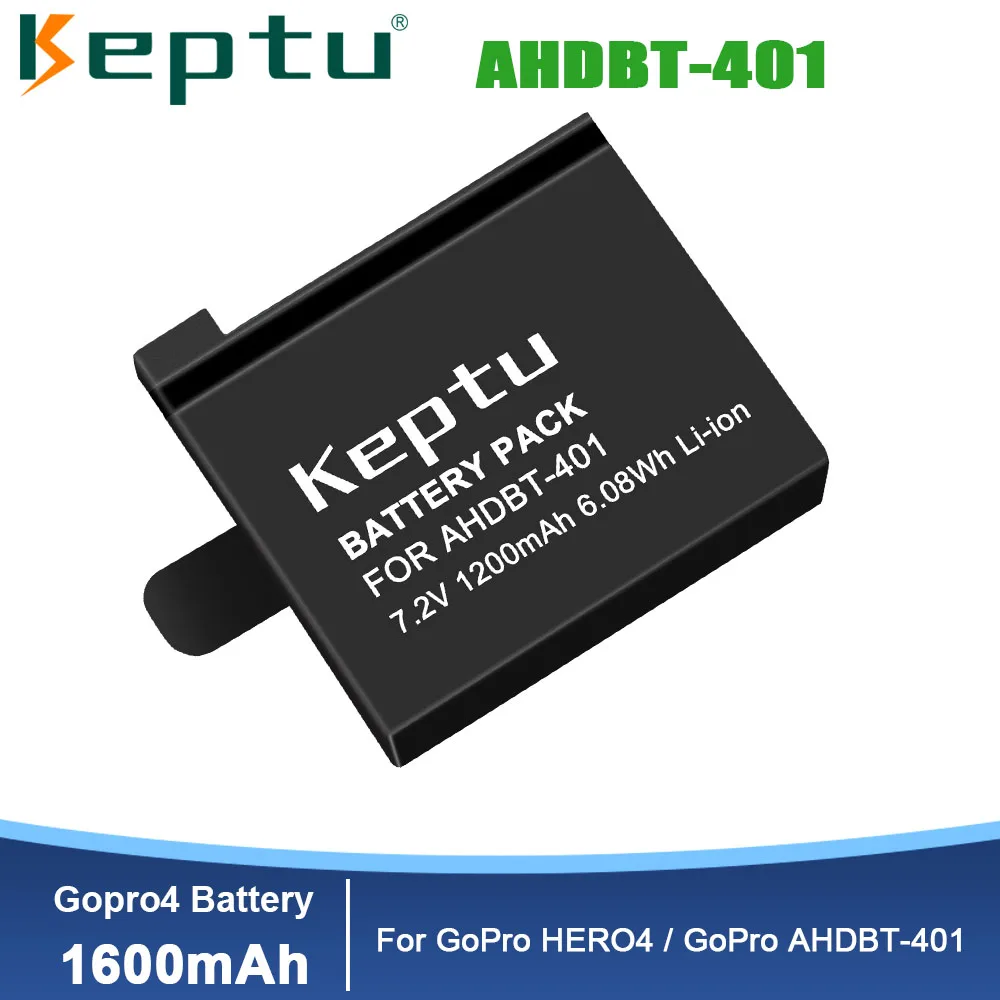 

KEPTU 1600mAh hero 4 Battery AHDBT 401 akku for Gopro Hero 4 Batteries Go Pro Hero4 bateria Action camera Accessories