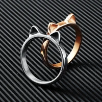 cute cat ears unisex rings simple 316l stainless steel ring kawaii bunny for men women couple friends trendy jewelry best gift
