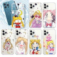 anime sailor moon cute for apple iphone 13 12 11 pro max mini xs max x xr 6s 6 7 8 plus 5s soft transparent phone case fundas