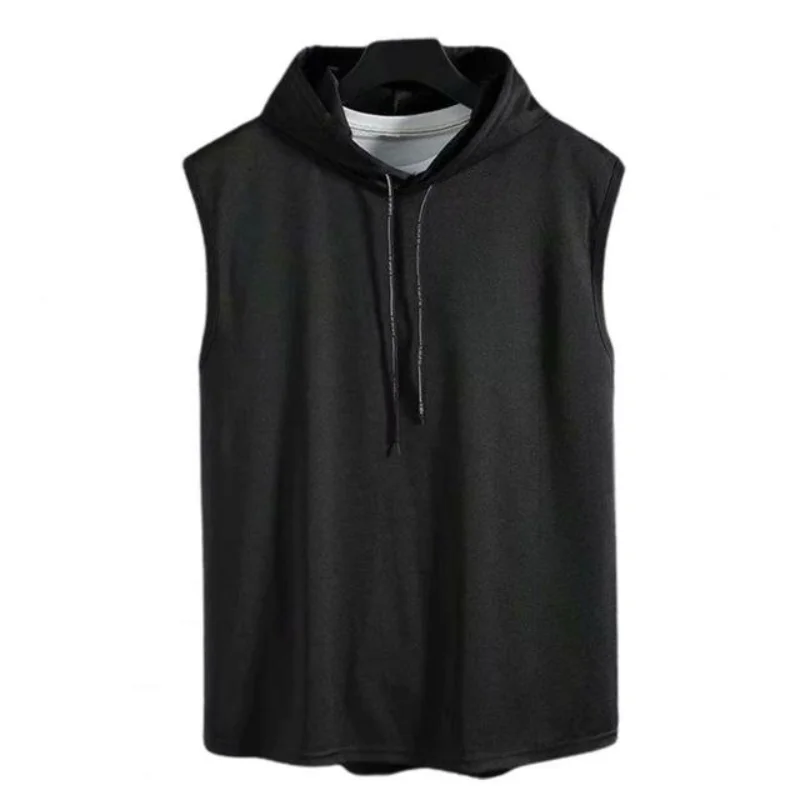 

Mens Summer Sleeveless Drawstring Hooded for Tank Top Simple Solid Color Gym Fitness Sports T-Shirts Workout Hip Hop Casual Vest