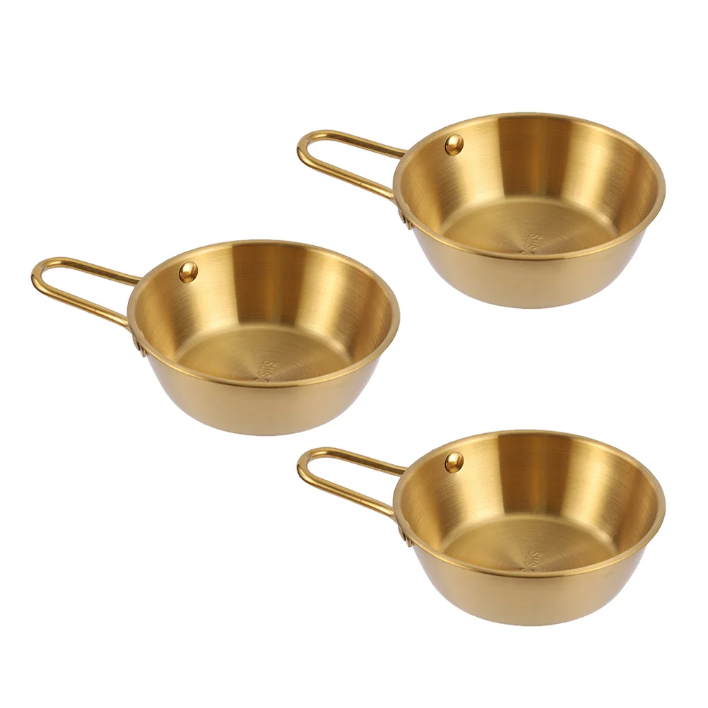 

Bowl Koreandish Rice Bowls Soup Sauce Traditional Handleseasoning Hiking Dishes Makgeolli Metal Cup Soy Serving Stainless Steel