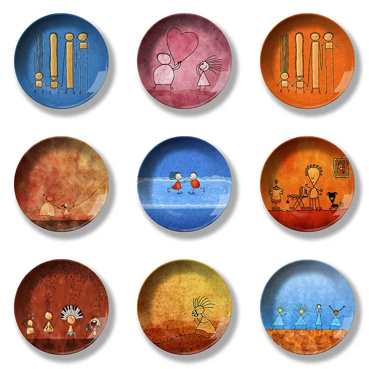 

25CM 3D Decorative Wall Hang Dishes Resin Decorative Plates Home Decor Vintage Living Room Wall Decoration Luxury Child