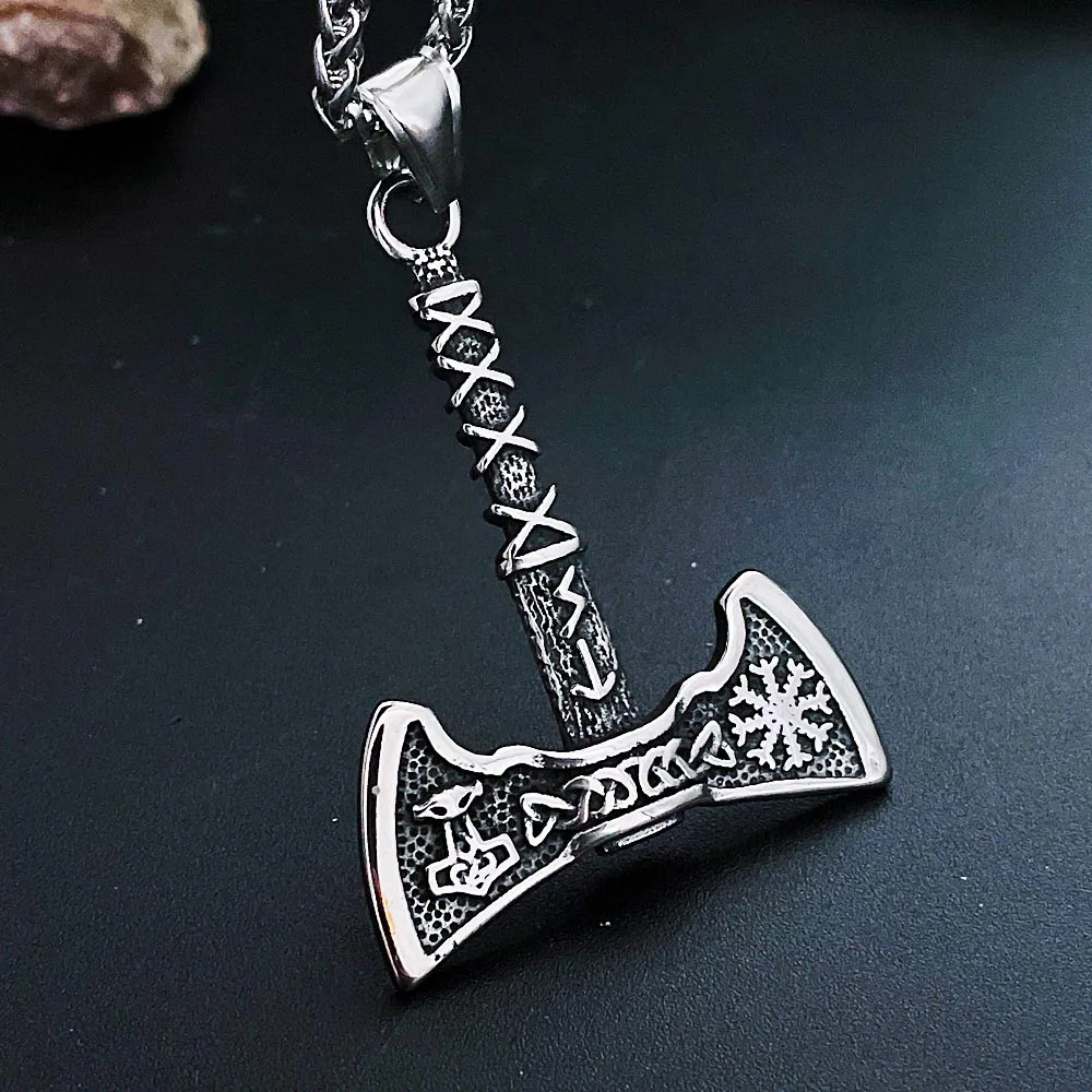 

316L Stainless Steel Viking Thor Hammer Pendant Necklace For Men Nordic Viking Rune Necklace Chain Amulet Jewelry Accessories